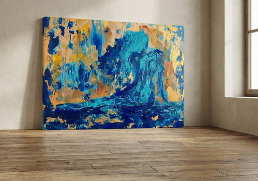 Soyut Ekspresyonist Mavi Dalga Kanvas Tablo - Lüks Ev ve Ofis Dekoru