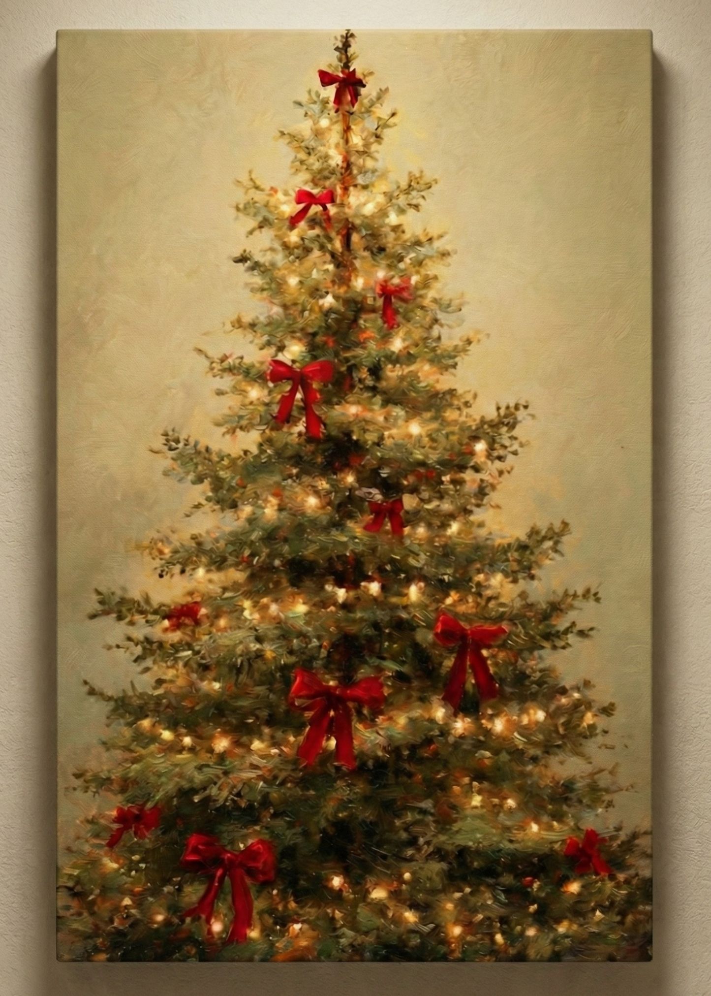 Yılbaşı Hediyesi Işıklı Çam Ağacı Temalı Kanvas Tablo Duvar Dekoru